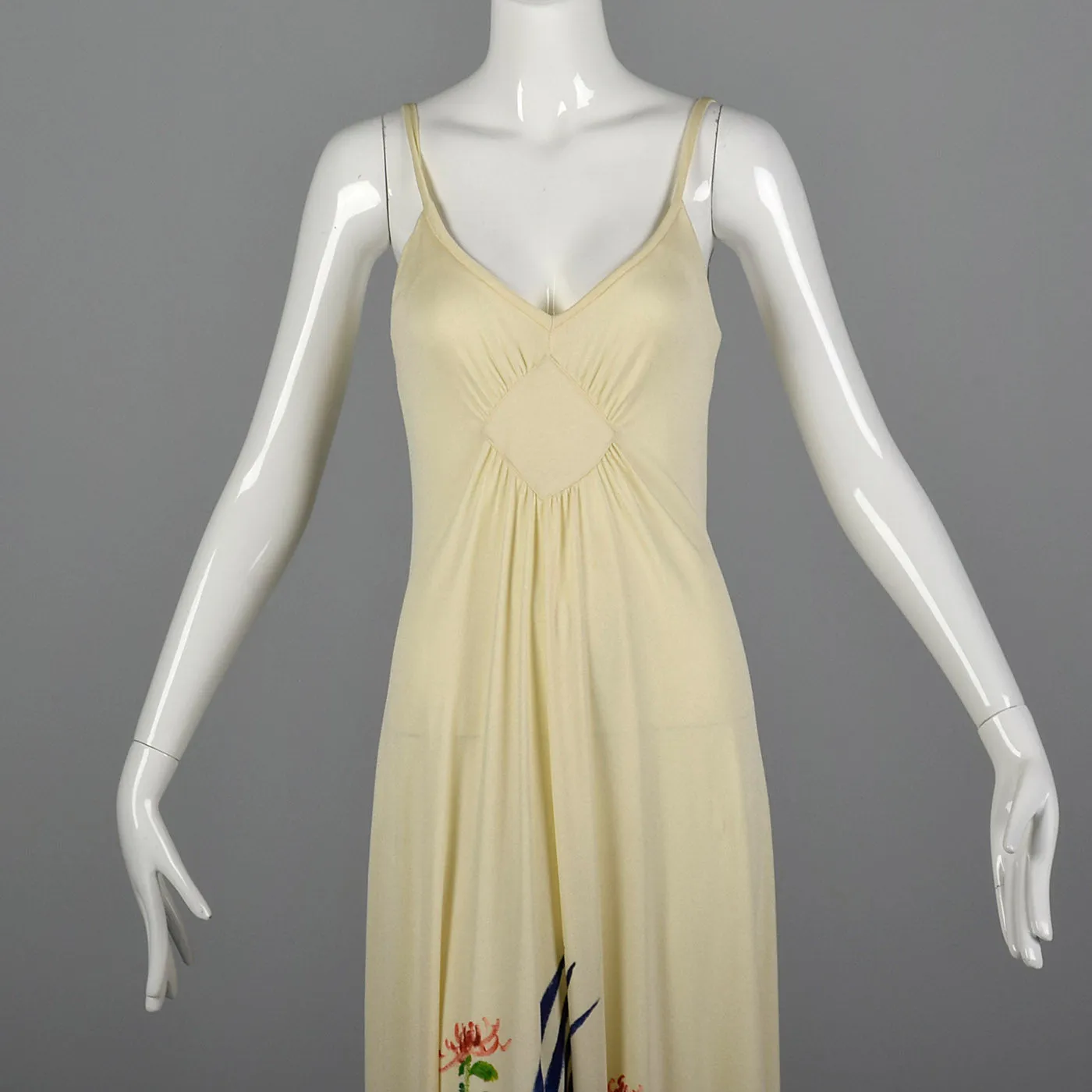 1970s Hand Painted Maxi Dress and Matching Shawl