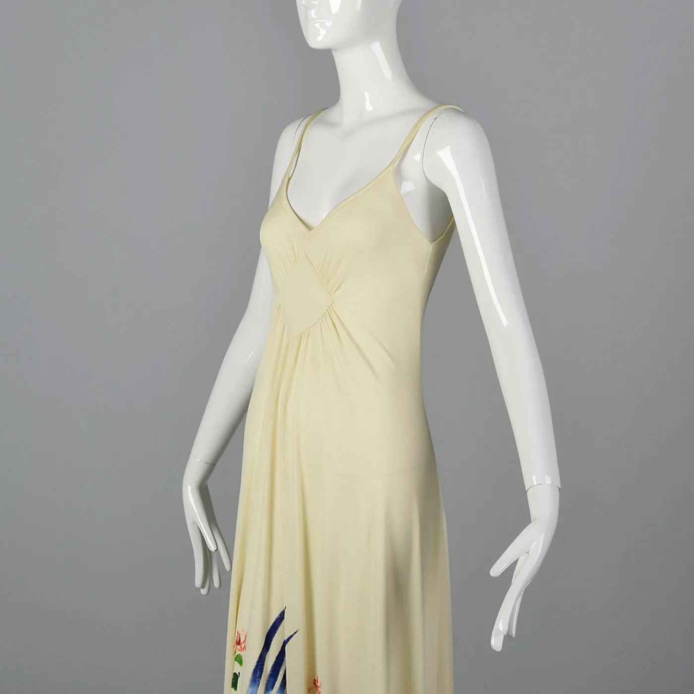 1970s Hand Painted Maxi Dress and Matching Shawl