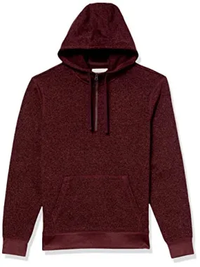 Amazon Brand - Goodthreads Men's Sweater-Knit Fleece Long-Sleeve Half-Zip Hoodie, Burgundy, Small