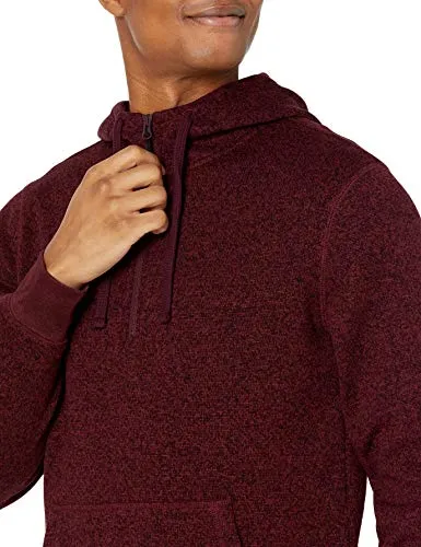 Amazon Brand - Goodthreads Men's Sweater-Knit Fleece Long-Sleeve Half-Zip Hoodie, Burgundy, Small