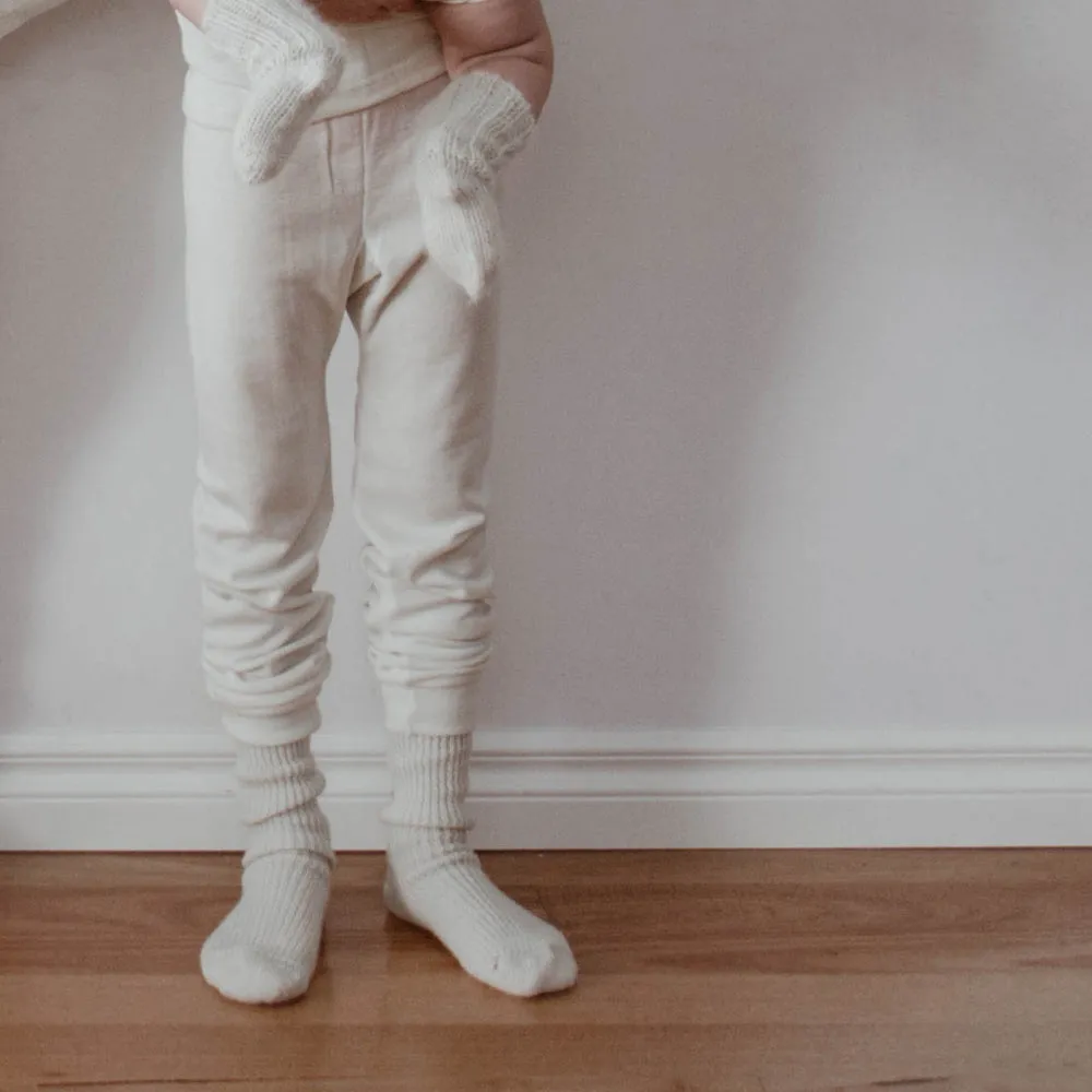 Child's Long Johns / PJ Bottoms - 100% Organic Merino Wool - Natural (1-12y)