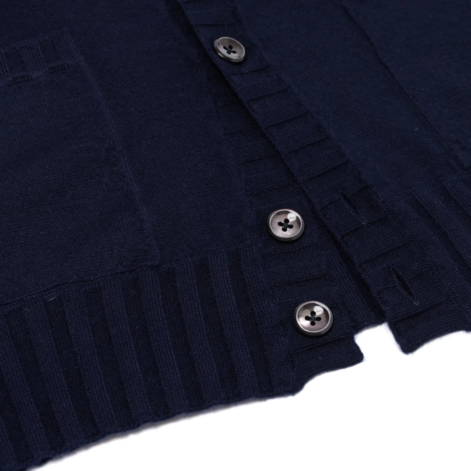 Dark Blue Vest "Gilet Rib" made from pure Duvet Cashmere