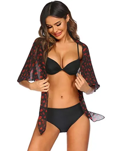 Ekouaer Women Short Sarongs Beach Wrap Sheer Chiffon Bikini Wrap Cover Ups Skirt for Swimwear Small