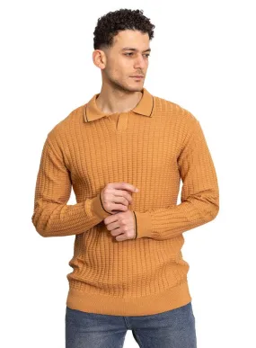 F- Camel Striped Polo Neck Pullover