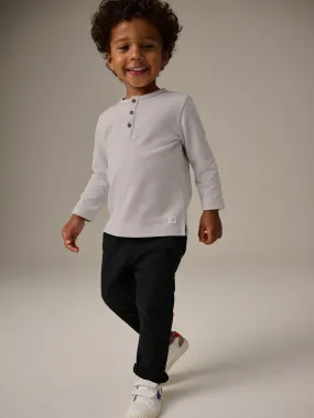 Grey Long Sleeve Henley Neck T-Shirt (3mths-7yrs)