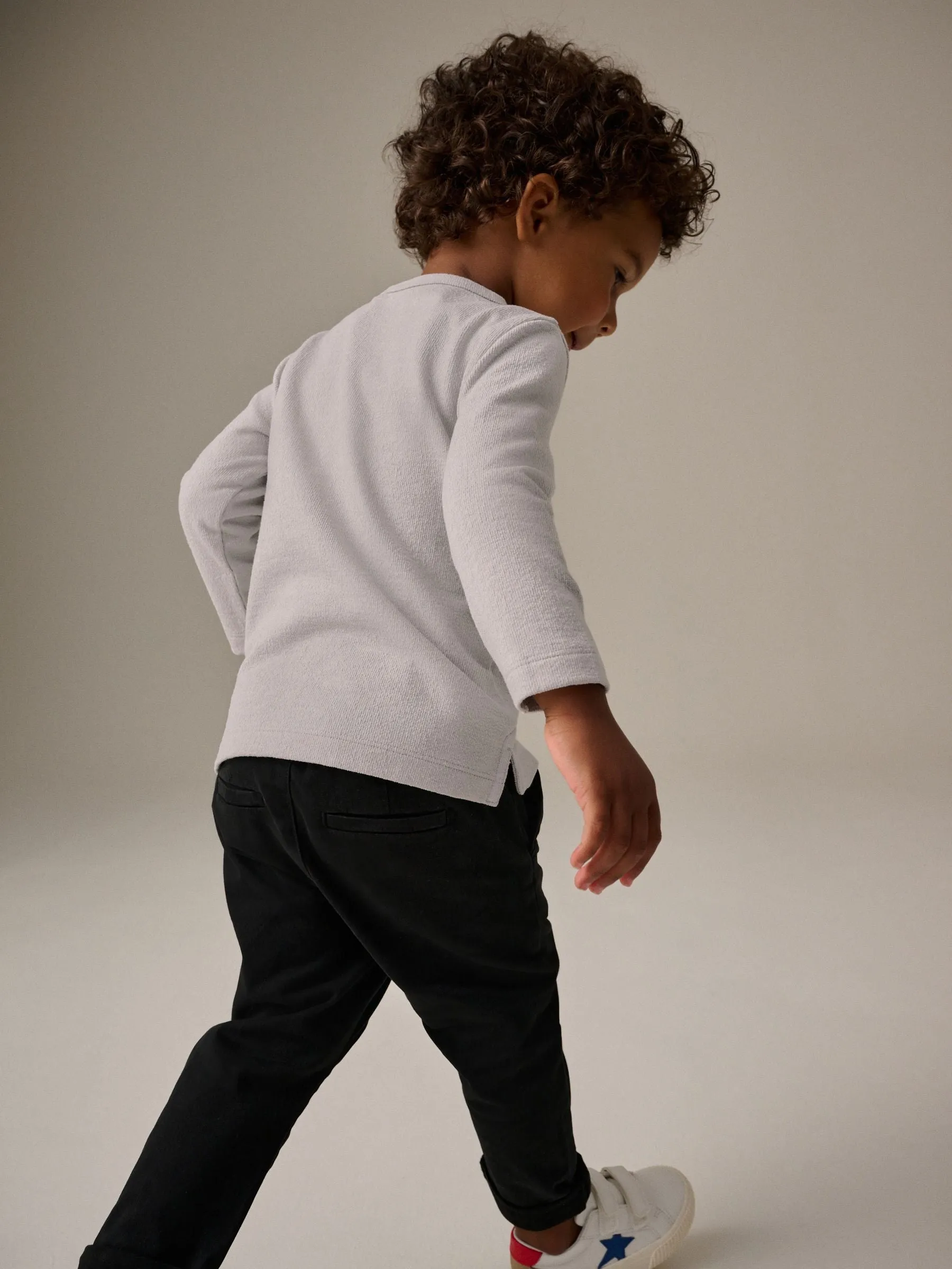 Grey Long Sleeve Henley Neck T-Shirt (3mths-7yrs)