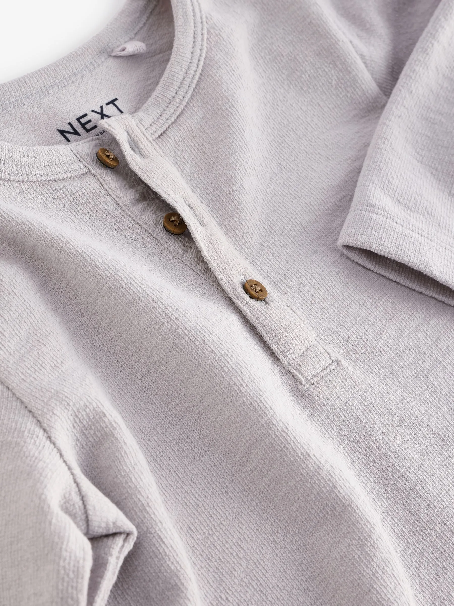 Grey Long Sleeve Henley Neck T-Shirt (3mths-7yrs)