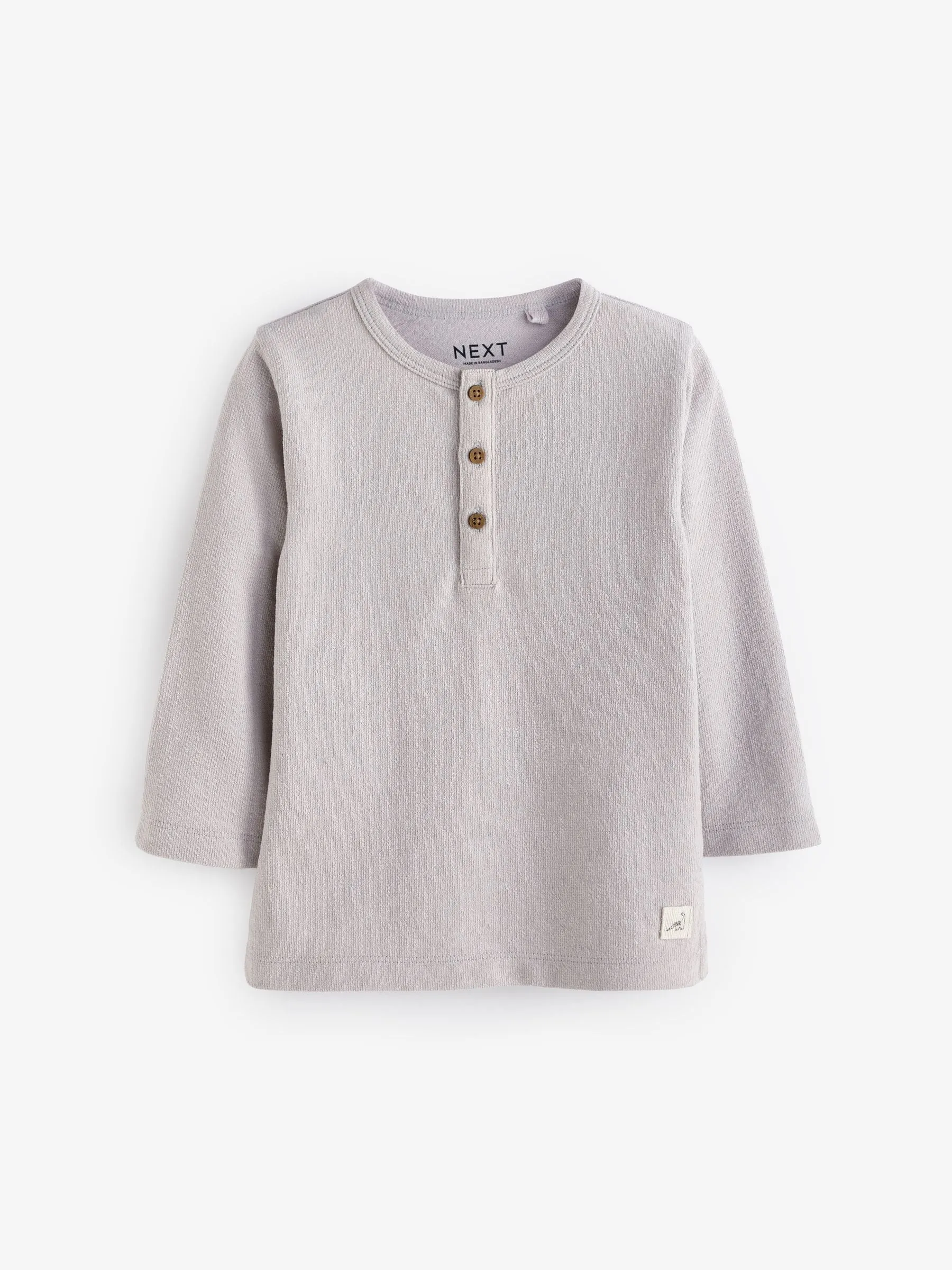 Grey Long Sleeve Henley Neck T-Shirt (3mths-7yrs)