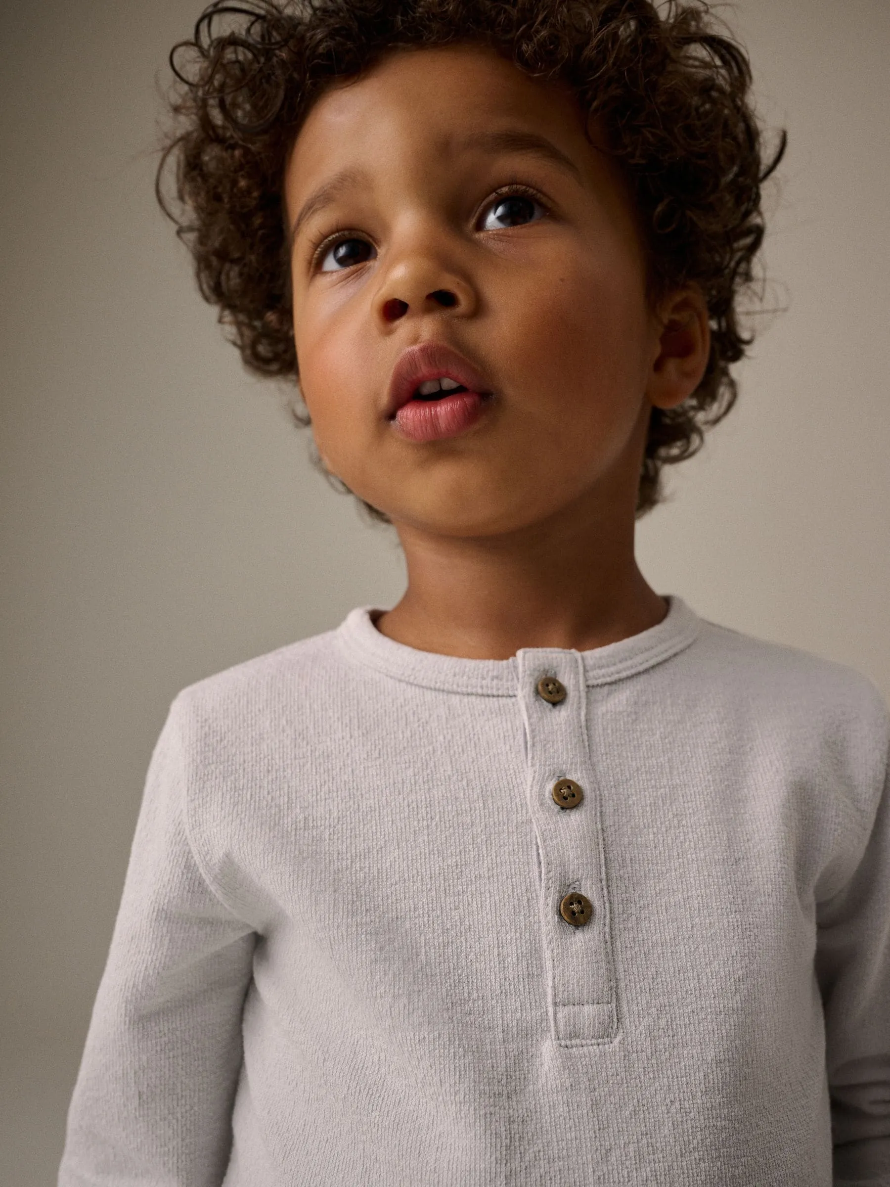 Grey Long Sleeve Henley Neck T-Shirt (3mths-7yrs)