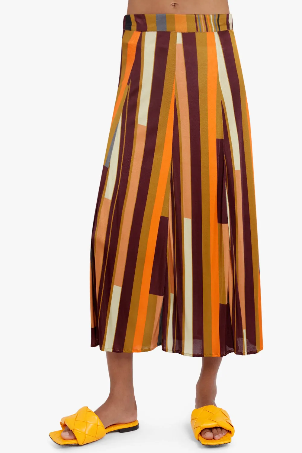 LATEICIA STRIPED SKIRT BROWN