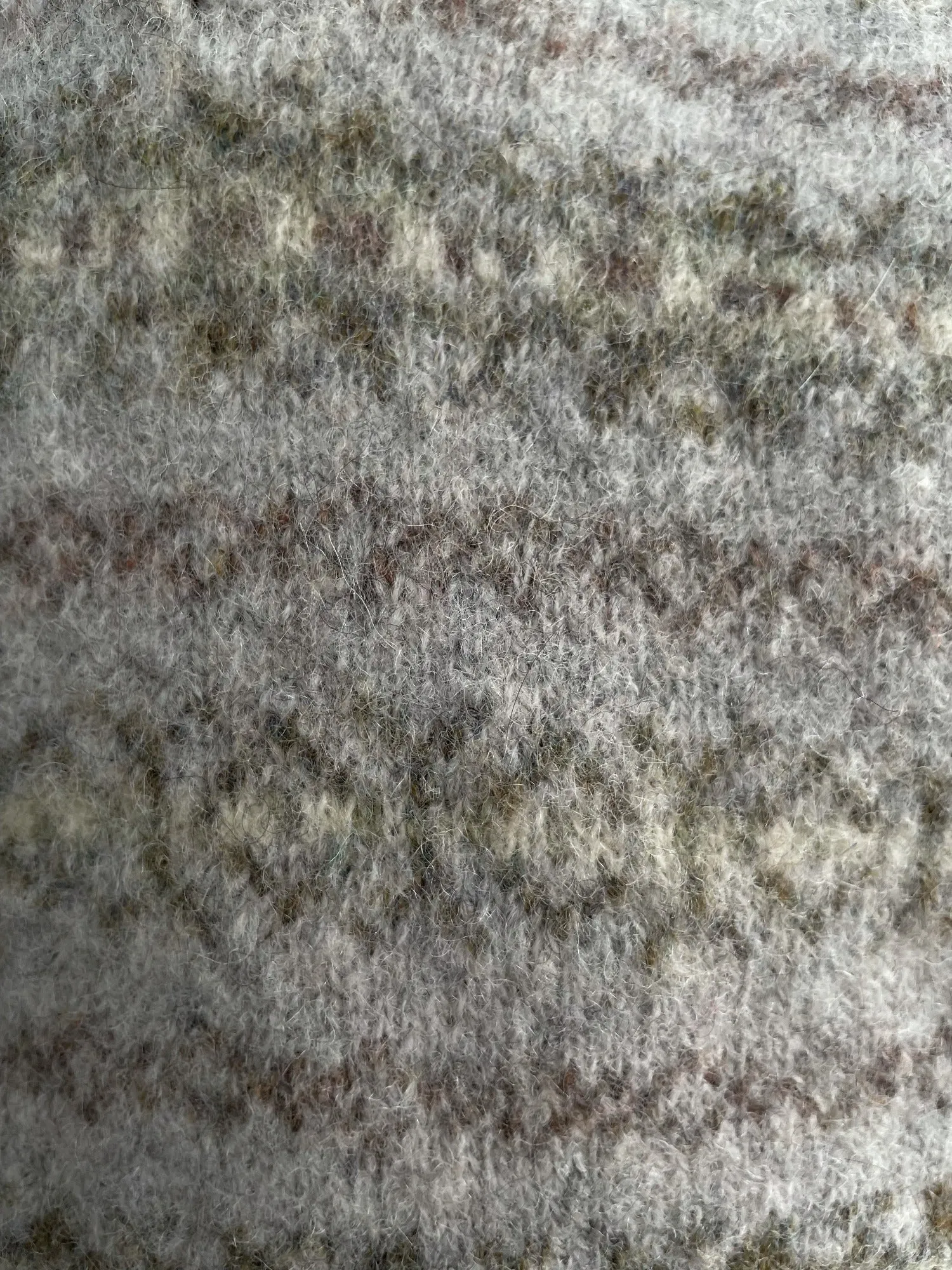 Mens 1970s Grey Wool Fair Isle V-Neck Tank Top - Size S