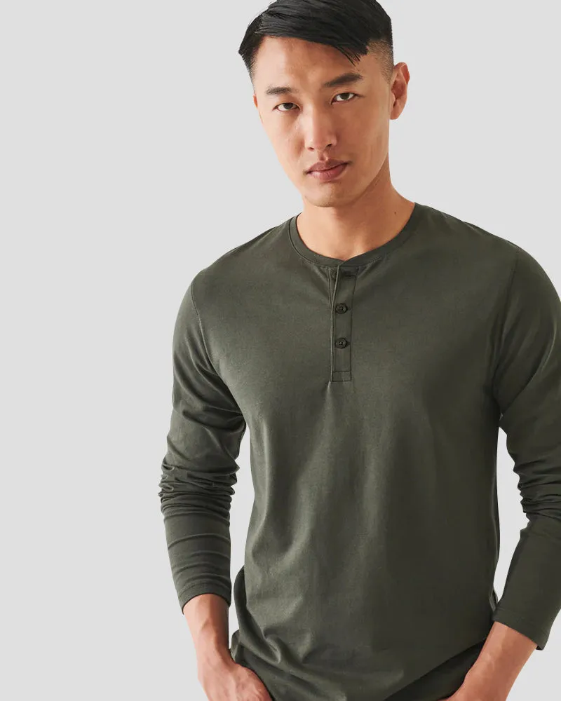 Pima cotton stretch Henley - Nori