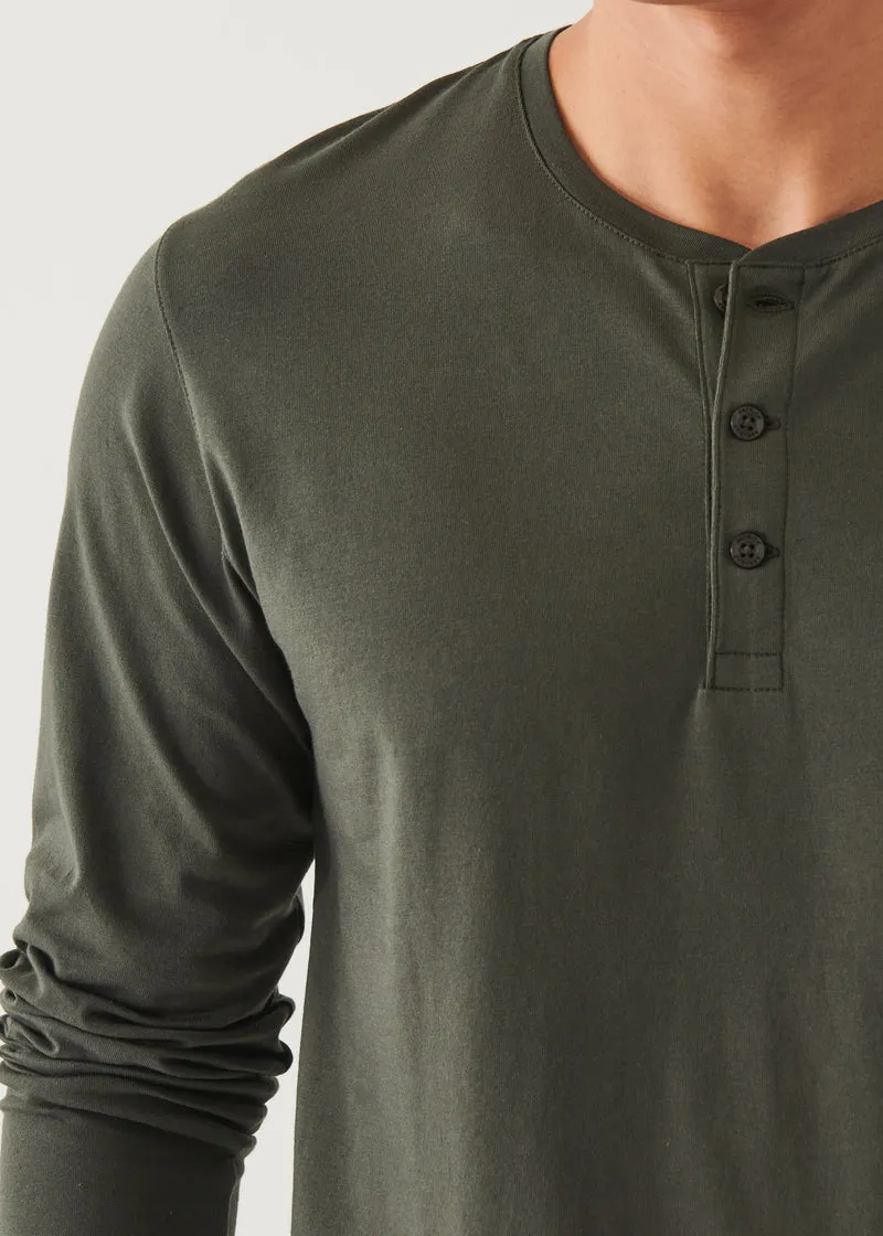 Pima cotton stretch Henley - Nori