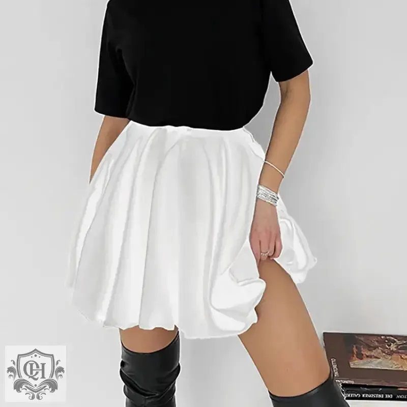 Satin Pleated A-Line Skirt