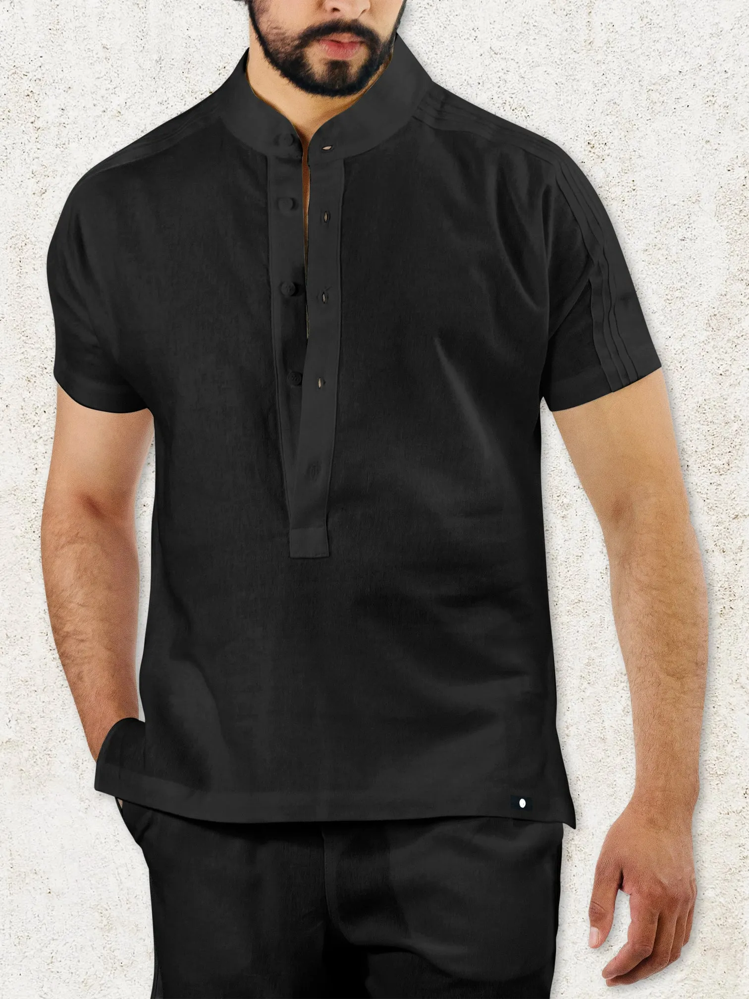 THE ROVI HENLEY SHIRT - Black