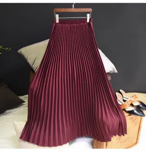 Vintage Chiffon High-Waist Pleated Long Skirt